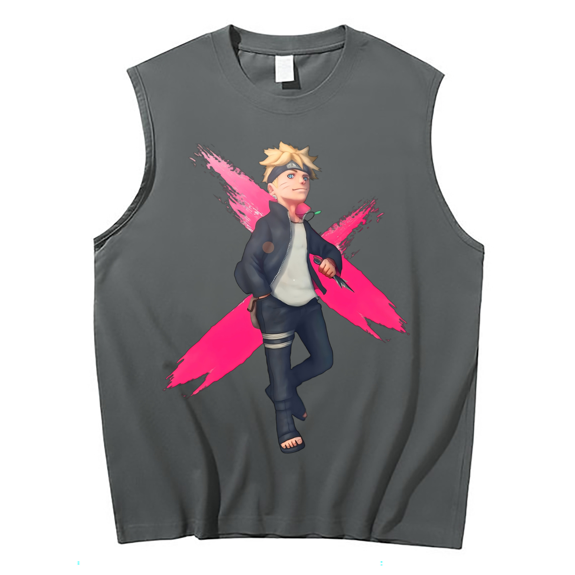 （画像用） NARUTO -ナルト- うずまき ボルト Uzumaki Boruto コットン100％タンクトップ（フロントプリント）
